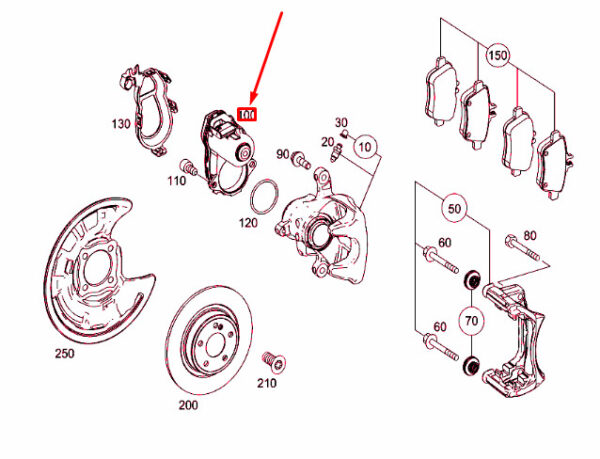 A1729060200 - NEW MB CLA COUPE C117 REAR LEFT PARKING BRAKE ACTUATOR A1729060200 ORIGINAL