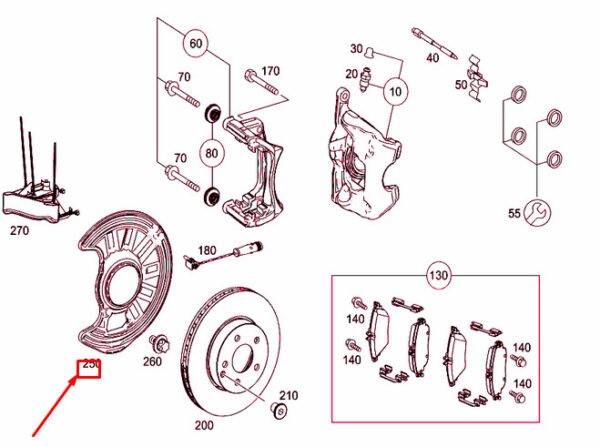 A1764210620 - NEW MERCEDES-BENZ A W176 FRONT RIGHT BRAKE DISC DUST SHIELD A1764210620 OEM