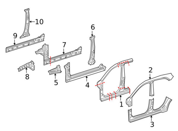 A1766360144 - Mercedes-Benz A-Class W176 Left Sill Amplification Mount A1766360144