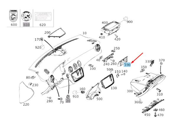 A17668000089051 - NEW MB GLA X156 INSTRUMENT PANEL DISPLAY COVER LHD A17668000089051 ORIGINAL