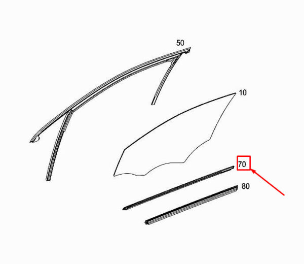 A1767250165 - MERCEDES-BENZ A W176 Front Right Window Sealing Rail A1767250165 NEW GENUINE