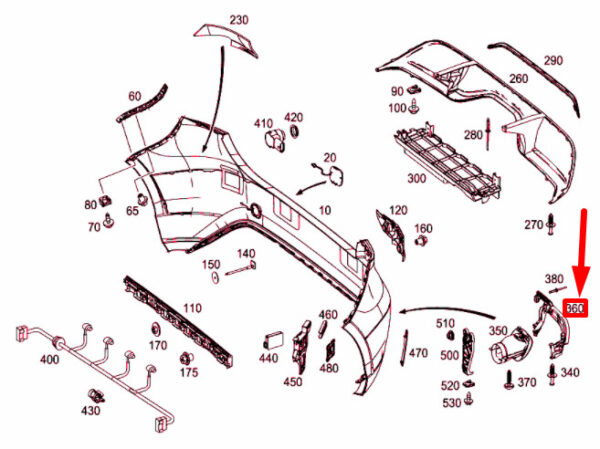 A1768856700 - NEW MB A W176 REAR LEFT BUMPER EXHAUST TIP BRACKET A1768856700 ORIGINAL