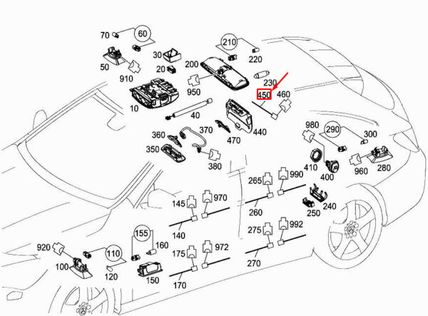 A1769063500 - New MERCEDES-BENZ CLA C117 Rear Backrest Interior Lamp A1769063500
