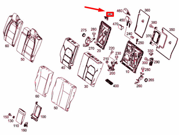 A1769200100 - NEW MB CLA C117 REAR FOLDING BACKREST TOP RIGHT CLIP A1769200100 ORIGINAL