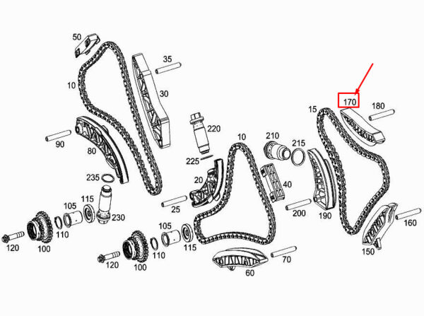 A1770523900 - New MERCEDES-BENZ E W213 Central Engine Chain Sliding Rail A1770523900