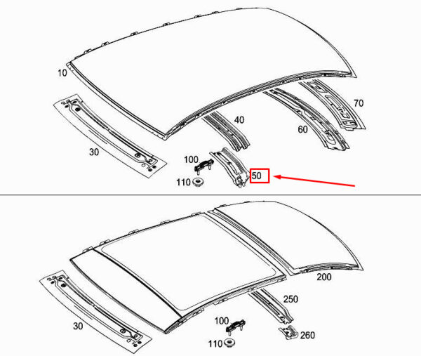 A1776364400 - NEW MERCEDES-BENZ A W177 RIGHT CENTRAL DACH RAIL MOUNTING A1776364400 ORIGINAL