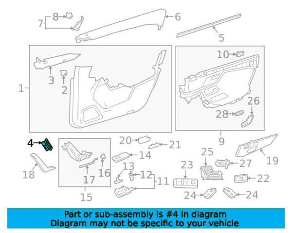 A17772037029051 - Mercedes-Benz A-Class W177 door switch trim front left bottom
