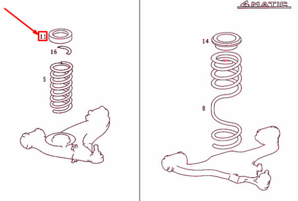 A201321128464 - NEW MERCEDES-BENZ E W124 FRONT SPRING SHIM A201321128464 84-94 ORIGINAL