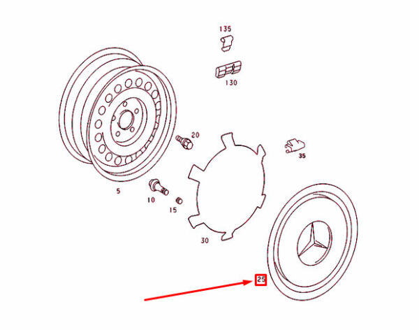 A2014010224 - NEW MERCEDES BENZ 190 W201 WHEEL HUB CAP A2014010224 ORIGINAL