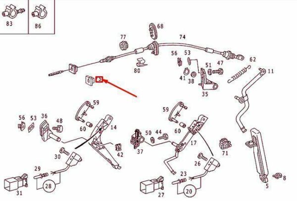 A202301009364 - MERCEDES-BENZ E W124 A202301009364 accelerator cable spring clip new orig