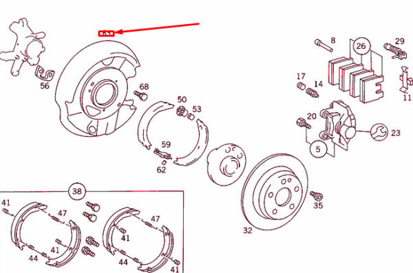 A2024201544 - NEW MB E W124 REAR WHEEL BRAKE RIGHT PROTECTIVE PLATE A2024201544 94-99 ORIGINAL