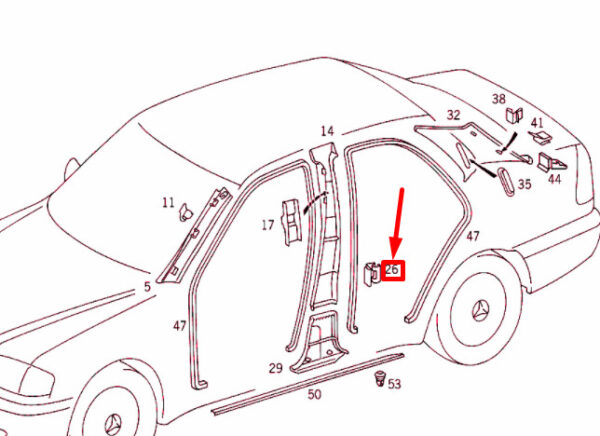 A2026920034 - NEW MERCEDES-BENZ C W202 PANELLING TO CENTRAL PILLAR SPRING A2026920034 ORIGINAL