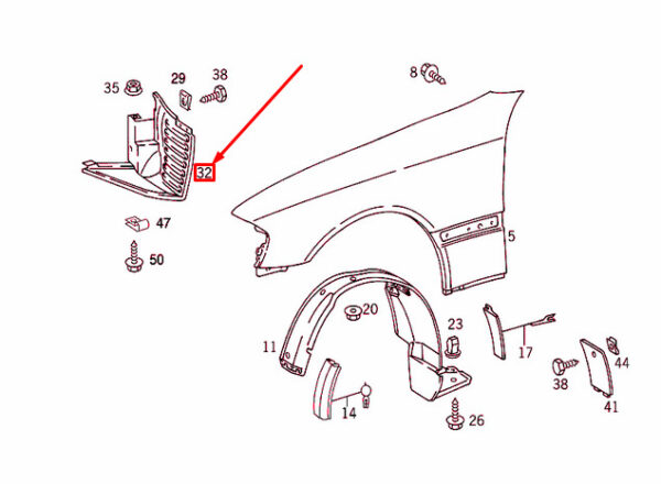 A2026982230 - NEW MB C W202 FRONT RIGHT FENDER WHEELHOUSE COVER A2026982230 ORIGINAL
