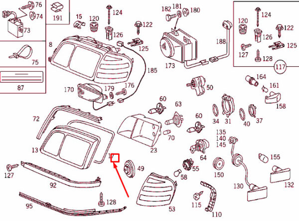 A2028261380 - NEW MERCEDES-BENZ C W202 FRONT LEFT HEADLAMP LENS SEAL A2028261380 ORIGINAL