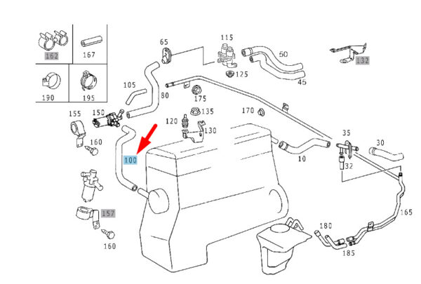 A2028326494 - NEW MERCEDES-BENZ CLK C208 RECIRCULATION PUMP TO ENGINE HOSE A2028326494 GENUINE