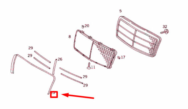 A2028880197 - New MERCEDES-BENZ C W202 Radiator Grille Shell Insert A2028880197