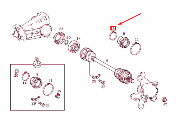 A2029970390 - NEW MERCEDES-BENZ SLK R170 REAR AXLE SHAFT MINOR LOOM TIE A2029970390