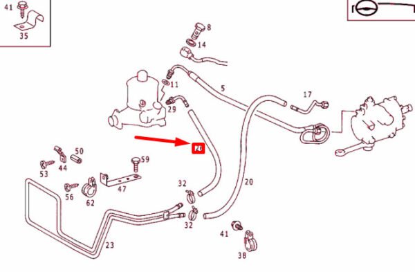 A2029972482 - NEW MERCEDES-BENZ C W202 COOLING LINE TO PUMP HOSE A2029972482 ORIGINAL