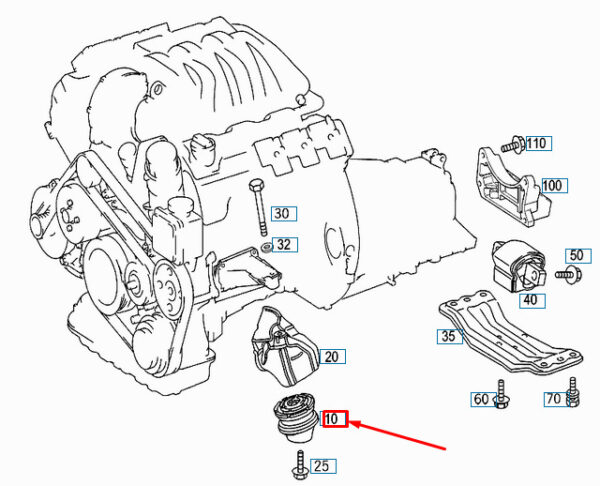 A2032401217 - NEW MERCEDES-BENZ C W202 FRONT ENGINE MOUNT A2032401217 ORIGINAL