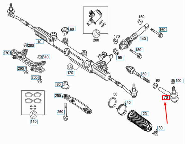 A2033303403 - NEW MERCEDES-BENZ C W203 STEERING OUTSIDE RIGHT TIE ROD A2033303403 ORIGINAL