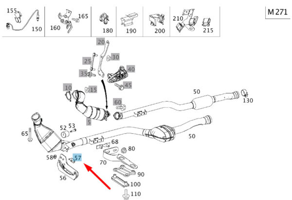 A2034920518 - New MB E W212 Bracket To Front Exhaust Pipe Shim Plate A2034920518