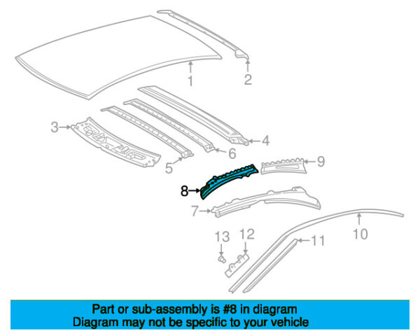 A2036360921 - Mercedes-Benz C-Class W203 roof side rail front left inside A2036360921