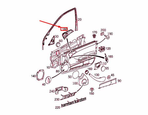 A20376015619051 - NEW MB C COUPE CL203 FRONT LEFT DOOR INTERIOR HANDLE A20376015619051 ORIGINAL