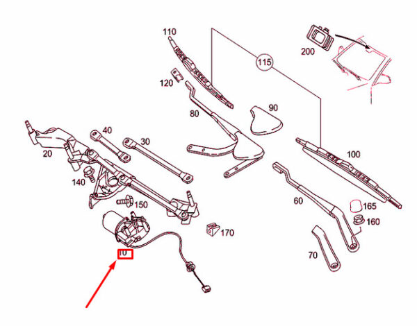 A2038200342 - NEW MERCEDES-BENZ C W203 FRONT WINDSHIELD WIPER MOTOR LHD A2038200342 ORIGINAL