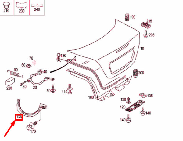 A2038210989 - NEW MERCEDES-BENZ C W203 REAR LID LEFT CABLE DUCT A2038210989 ORIGINAL