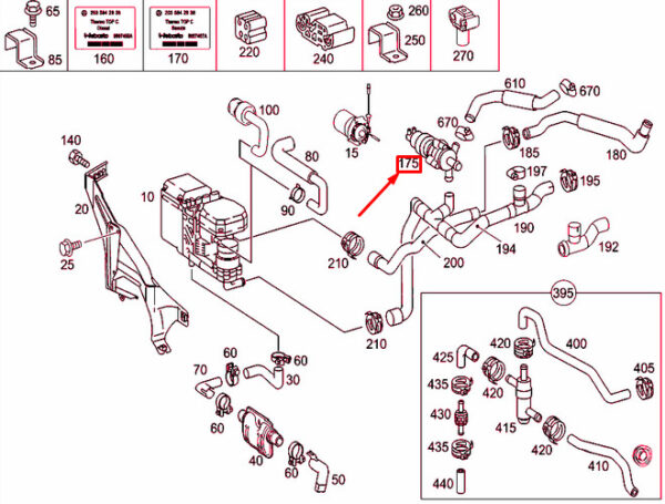 A2038350064 - NEW MERCEDES-BENZ C W203 ADDITIONAL WATER PUMP A2038350064 ORIGINAL