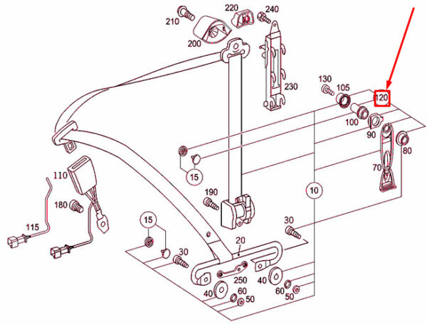 A2038604985 - NEW MB C W203 FRONT SEAT SAFETY BELT GUIDE PARTS KIT A2038604985 ORIGINAL
