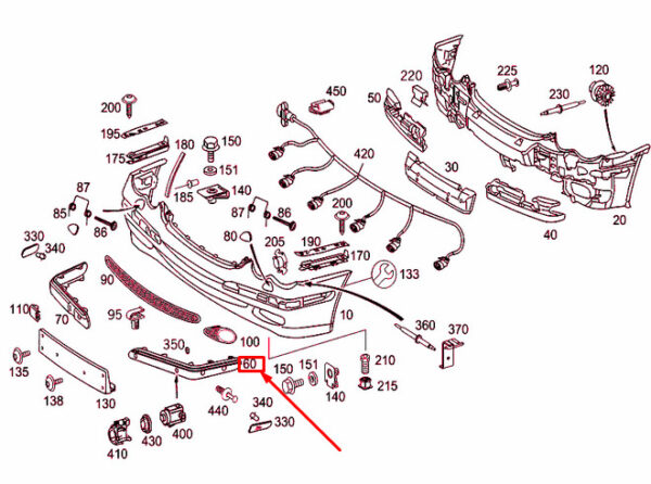 A20388517219040 - NEW MERCEDES-BENZ C W203 FRONT BUMPER LEFT RAIL A20388517219040 ORIGINAL