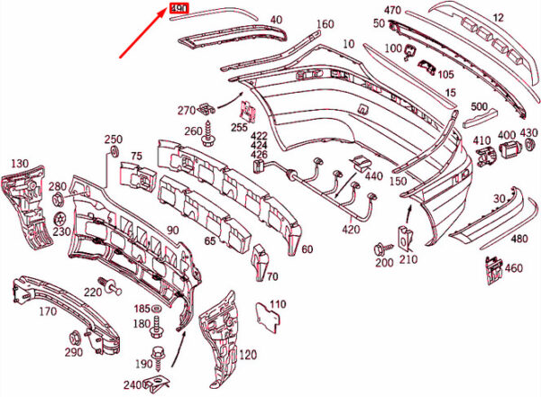 A2038859021 - MERCEDES-BENZ C Coupe CL203 Rear Bumper Right Molding A2038859021 NEW GENUINE