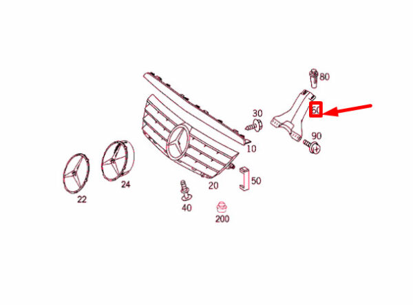A2038890090 - NEW MERCEDES-BENZ C CL203 RADIATOR GRILLE SHELL SUPPORT A2038890090 ORIGINAL