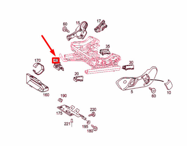A20391903209051 - NEW MERCEDES-BENZ C W203 FRONT SEAT LEFT INSIDE COVER A20391903209051 ORIGINAL