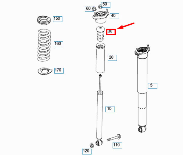 A2043211106 - NEW MERCEDES-BENZ C W204 AMG REAR SHOCK ABSORBER BUFFER STOP A2043211106 08-14