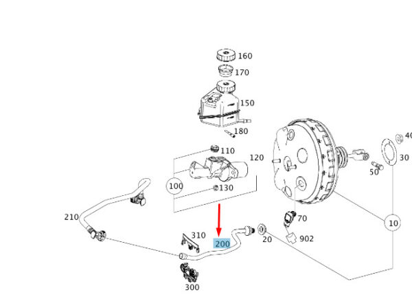 A2044305629 - NEW MERCEDES-BENZ C W204 BRAKE BOOSTER VACUUM LINE LHD A2044305629