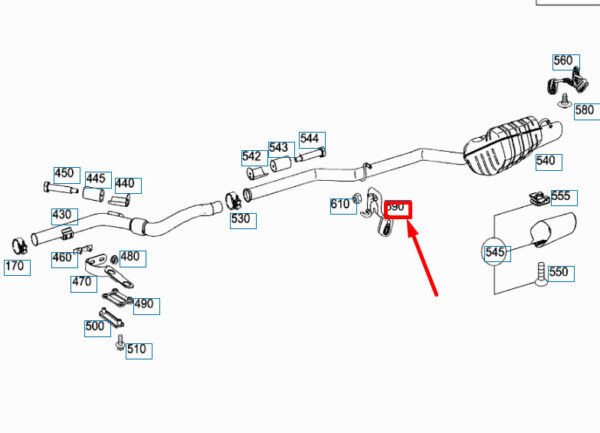 A2044901237 - NEW MERCEDES-BENZ C W204 REAR LEFT EXHAUST PIPE SUSPENSION A2044901237 ORIGINAL
