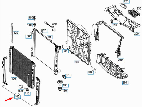 A2045010320 - NEW MERCEDES-BENZ GLK-CLASS X204 A/C RADIATOR BRACKET A2045010320