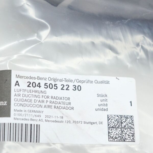 A2045052230 - Mercedes-Benz C W204 AMG Cooler Top Air Duct A2045052230 New
