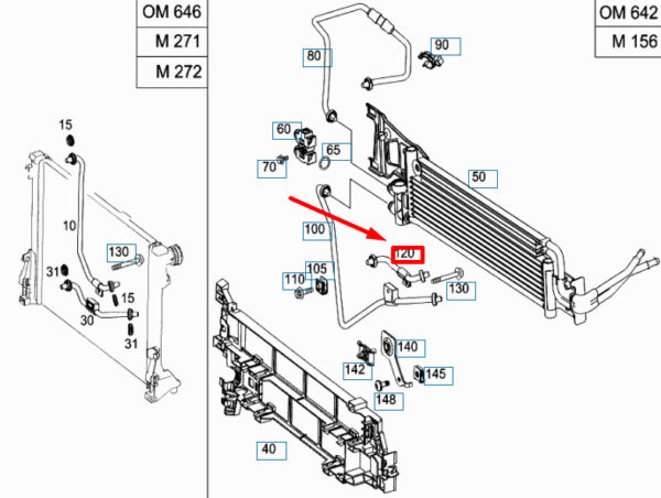 A2045200150 - NEW MB C W204 AMG LOWER COOLER TO LEFT TRANSMISSION OIL LINE A2045200150 08-13