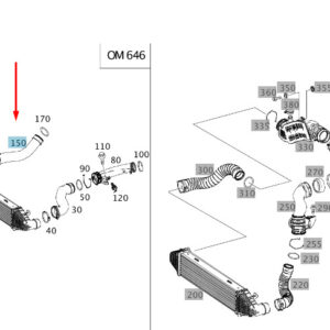 A2045281882 - NEW MERCEDES-BENZ C W204 RIGHT SIDE INTERCOOLER HOSE A2045281882