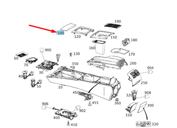 A2046801307 - NEW MERCEDES-BENZ C W204 CONSOLE HOUSING COVER A2046801307 GENUINE