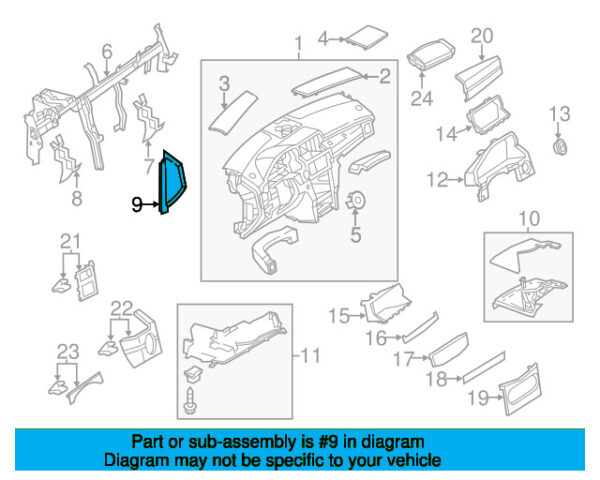A20468031077E94 - Mercedes-Benz C-Class W204 Left Instrument Panel Side Cover A20468031077E94