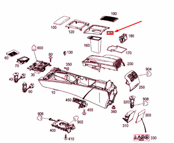 A20468048089H44 - NEW MB C W204 CENTRE CONSOLE STOWAGE TRAY COVER LHD A20468048089H44 ORIGINAL
