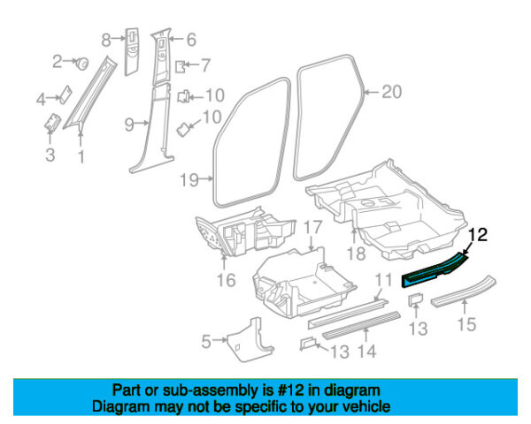 A20468602368N84 - Mercedes-Benz C-Class W204 door sill plate rear right inside