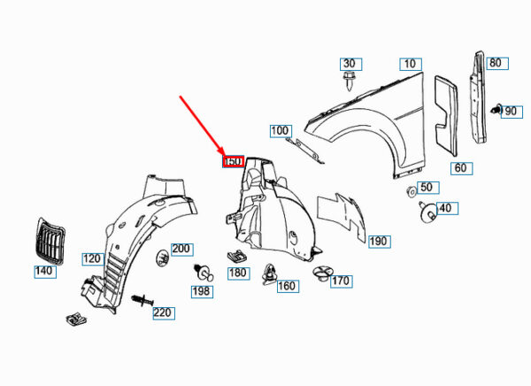 A2046906830 - NEW MB C W204 AMG FRONT LEFT FENDER WHEEL HOUSE COVERING A2046906830 ORIGINAL