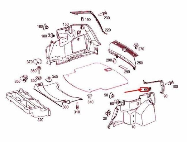 A2046930014 - Mercedes-Benz C W204 Trunk Bracket Clip A2046930014 NEW GENUINE