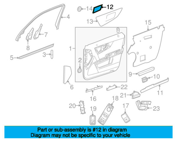 A2047202448 - Mercedes-Benz C-Class W204 door switch panel front right A2047202448