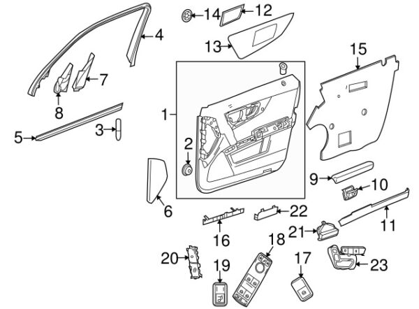 A2047202448 - Mercedes-Benz C-Class W204 door switch panel front right A2047202448